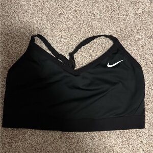 Nike Women's Black Sports Bra with White Logo